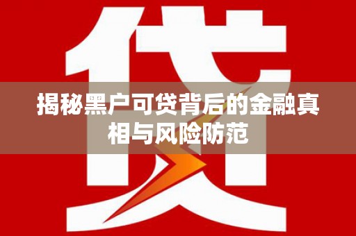 靖边揭秘黑户可贷背后的金融真相与风险防范