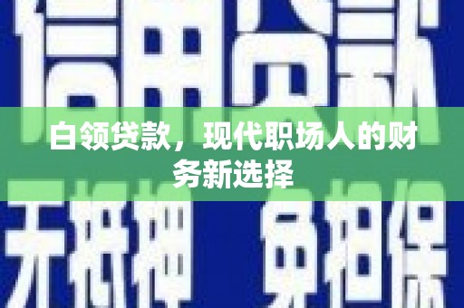 靖边白领贷款，现代职场人的财务新选择
