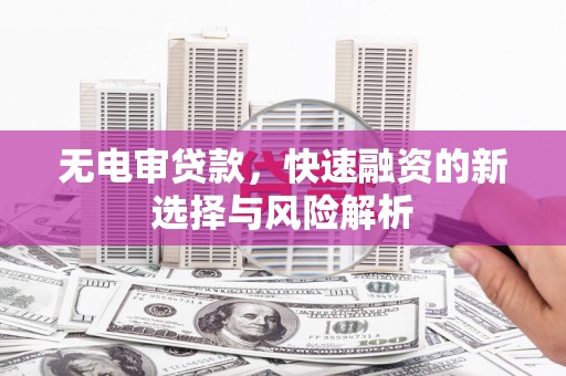 靖边无电审贷款，快速融资的新选择与风险解析