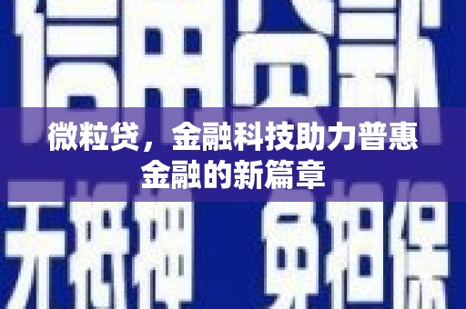 靖边微粒贷，金融科技助力普惠金融的新篇章