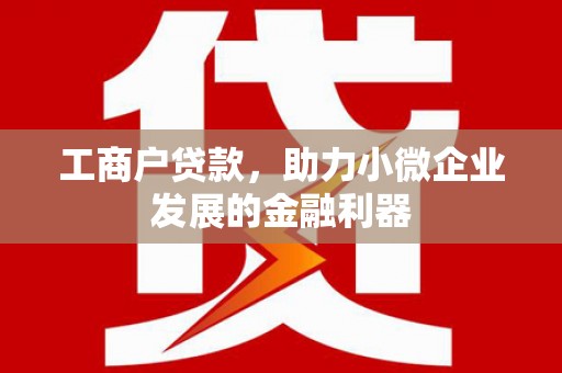靖边工商户贷款，助力小微企业发展的金融利器