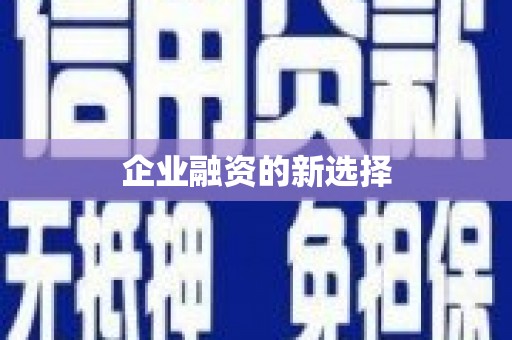 靖边企业融资的新选择