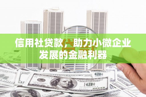 靖边信用社贷款，助力小微企业发展的金融利器