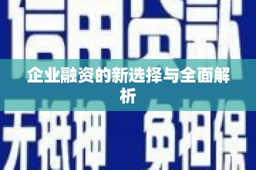 靖边企业融资的新选择与全面解析