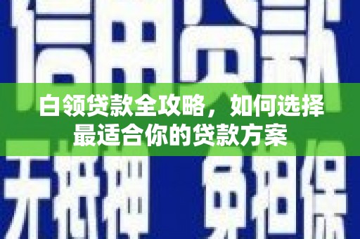 靖边白领贷款全攻略，如何选择最适合你的贷款方案